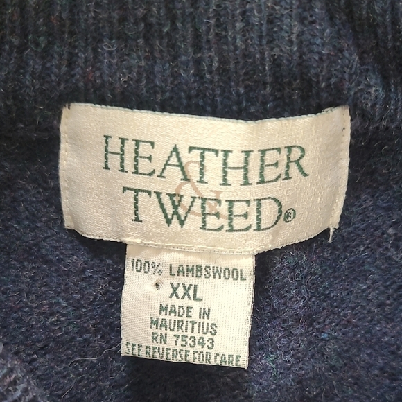 Heather & Tweed Heathered Blue 100% Lambswool Crewneck Sweater - Size XXL - Picture 7 of 8
